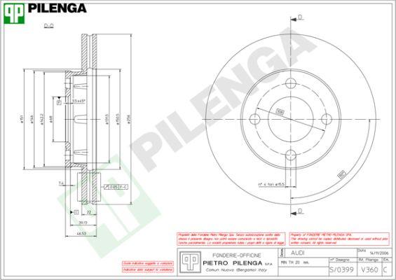 Pilenga V360 - Тормозной диск autosila-amz.com