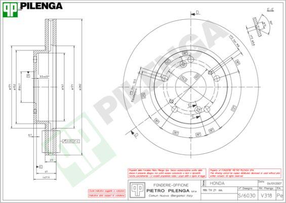 Pilenga V318 - Тормозной диск autosila-amz.com