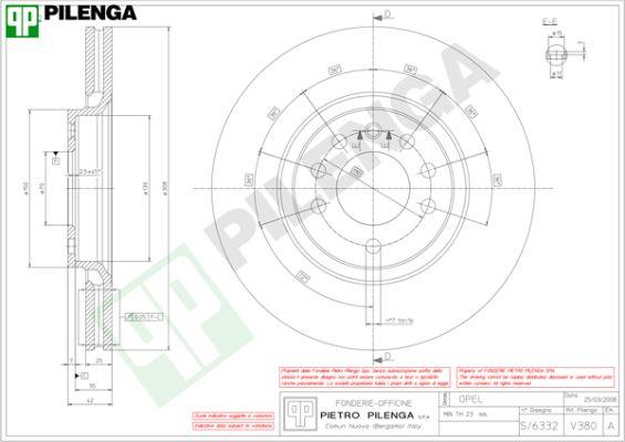 Pilenga V380 - Тормозной диск autosila-amz.com