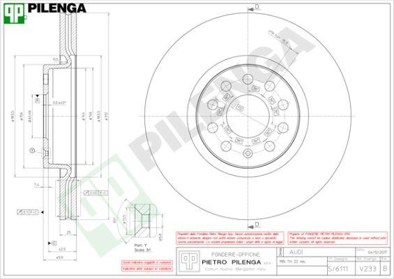 Pilenga V233 - Тормозной диск autosila-amz.com