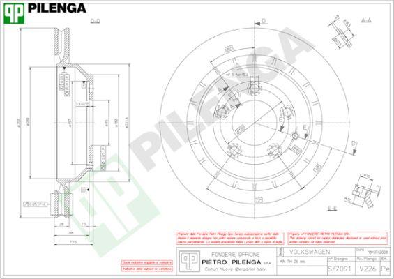 Pilenga V226 - Тормозной диск autosila-amz.com