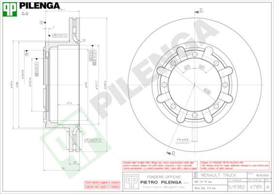 Pilenga V789 - Тормозной диск autosila-amz.com