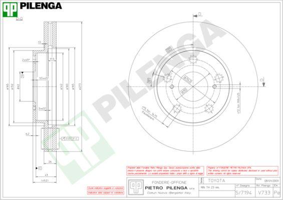Pilenga V733 - Тормозной диск autosila-amz.com