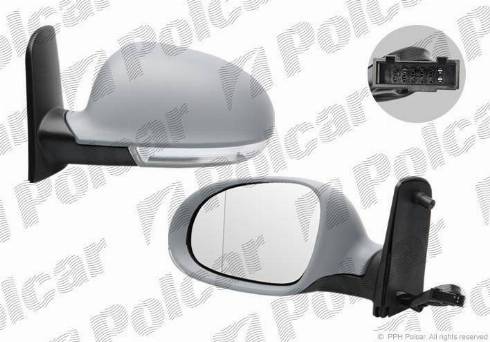 Polcar 9551516M - Зеркальное стекло, наружное зеркало autosila-amz.com