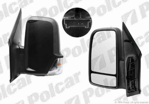 Polcar 506551-M - MERCEDES SPRINTER 209 - 524 07.06- :Зеркало внешнее левое (мех., чёрная крышка, с ук.поворота,стекло autosila-amz.com
