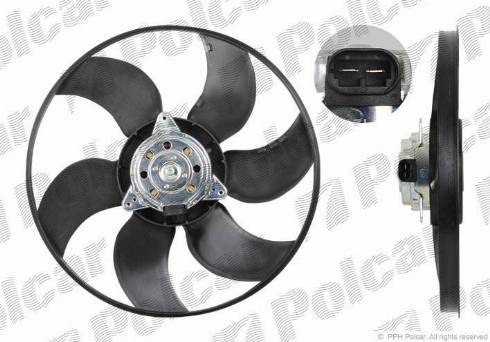 Polcar 600723U2 - Вентилятор охлаждения двигателя Renault Megane I, Scenic I, Clio II, Logan.. + autosila-amz.com
