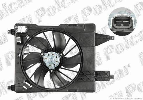 Polcar 601223W3 - Вентилятор охлаждения двигателя в корпусе Renault Megane II, Scenic II, Kangoo II (+AC) + autosila-amz.com