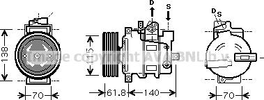 Prasco AIK263 - компрессор кондиционера DENSO Audi A8 3.7i/4.2i 02-10 autosila-amz.com