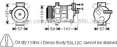 Prasco FTK447 - Компрессор кондиционера autosila-amz.com