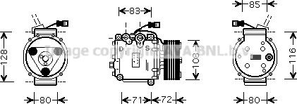 Prasco HDK168 - Компрессор кондиционера autosila-amz.com