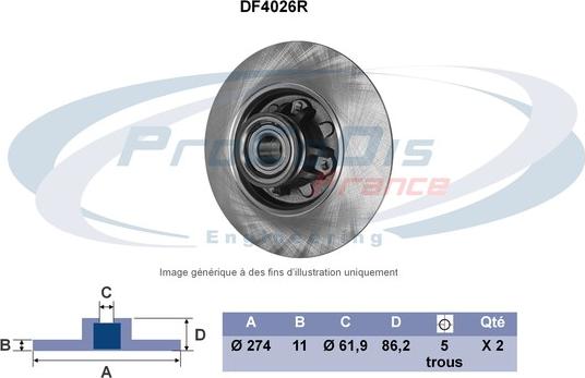 Procodis France DF4026R - Тормозной диск autosila-amz.com