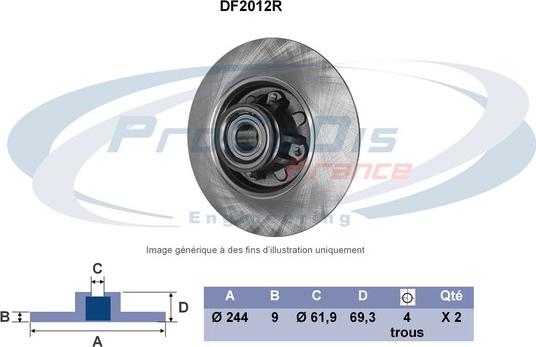 Procodis France DF2012R - Тормозной диск autosila-amz.com