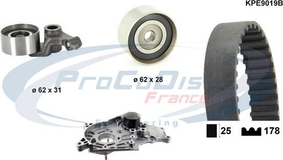 Procodis France KPE9019B - Водяной насос + комплект зубчатого ремня ГРМ autosila-amz.com