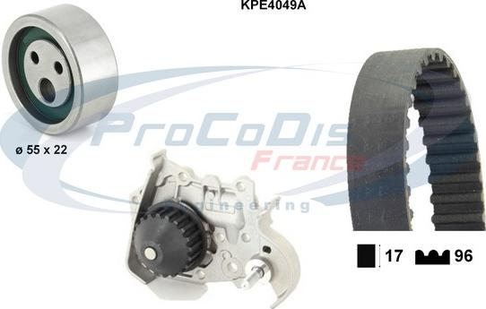 Procodis France KPE4049A - Водяной насос + комплект зубчатого ремня ГРМ autosila-amz.com