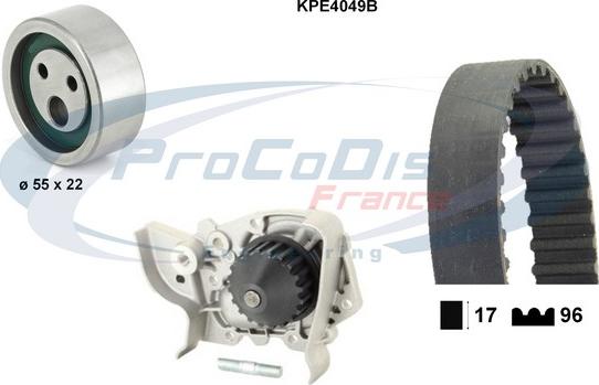 Procodis France KPE4049B - Водяной насос + комплект зубчатого ремня ГРМ autosila-amz.com
