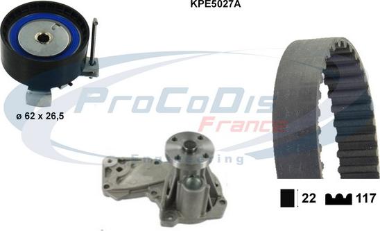 Procodis France KPE5027A - Водяной насос + комплект зубчатого ремня ГРМ autosila-amz.com