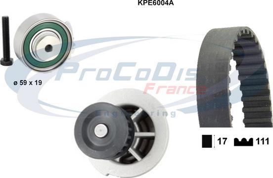 Procodis France KPE6004A - Водяной насос + комплект зубчатого ремня ГРМ autosila-amz.com