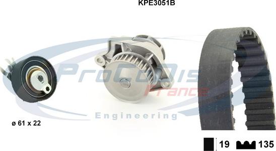 Procodis France KPE3051B - Водяной насос + комплект зубчатого ремня ГРМ autosila-amz.com