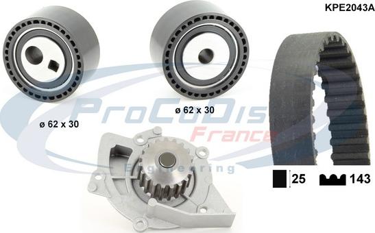 Procodis France KPE2043A - Водяной насос + комплект зубчатого ремня ГРМ autosila-amz.com