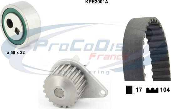 Procodis France KPE2001A - Водяной насос + комплект зубчатого ремня ГРМ autosila-amz.com