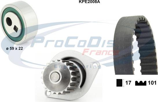 Procodis France KPE2008A - Водяной насос + комплект зубчатого ремня ГРМ autosila-amz.com