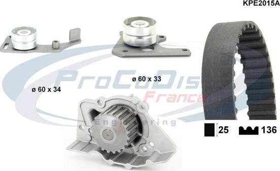 Procodis France KPE2015A - Водяной насос + комплект зубчатого ремня ГРМ autosila-amz.com