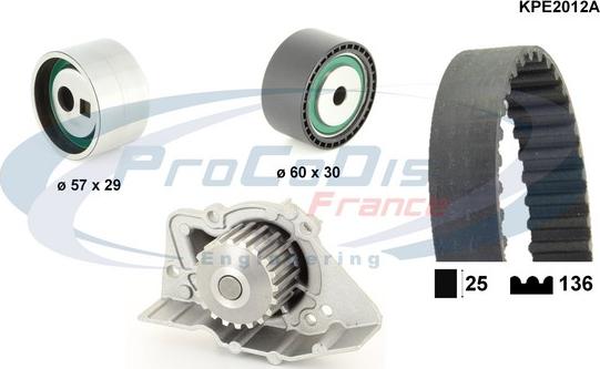 Procodis France KPE2012A - Водяной насос + комплект зубчатого ремня ГРМ autosila-amz.com