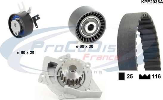 Procodis France KPE2038A - Водяной насос + комплект зубчатого ремня ГРМ autosila-amz.com