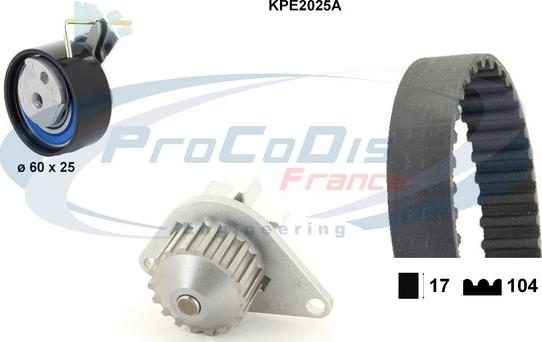 Procodis France KPE2025A - Водяной насос + комплект зубчатого ремня ГРМ autosila-amz.com