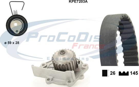 Procodis France KPE7203A - Водяной насос + комплект зубчатого ремня ГРМ autosila-amz.com