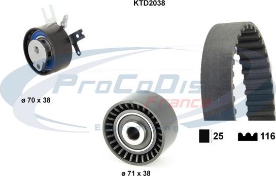 Procodis France KTD2038 - Комплект зубчатого ремня ГРМ autosila-amz.com