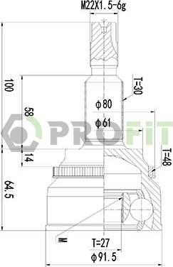 Profit 2710-3073 - Шарнирный комплект, ШРУС, приводной вал autosila-amz.com