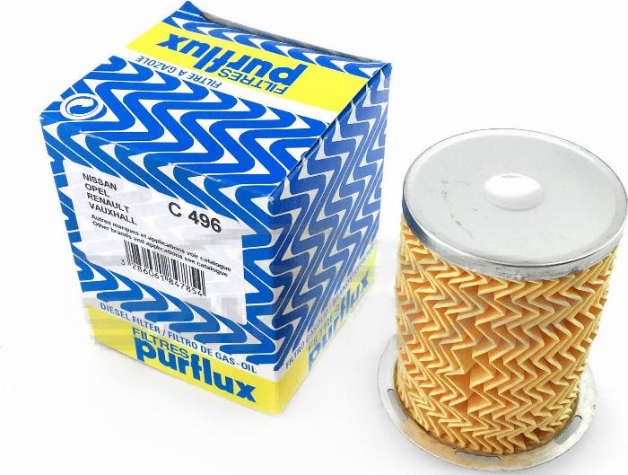 Purflux C496 - Топливный фильтр autosila-amz.com