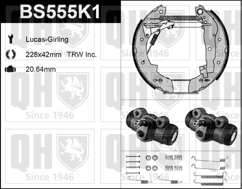 Quinton Hazell BS555K1 - Комплект тормозных колодок, барабанные autosila-amz.com