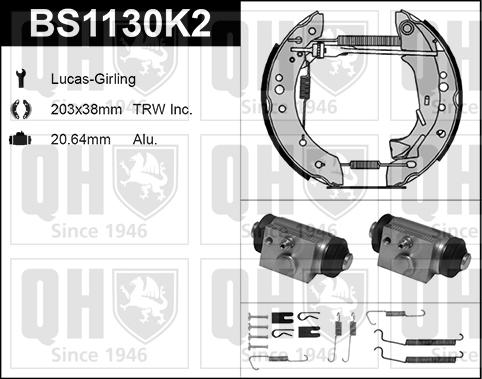 Quinton Hazell BS1130K2 - Комплект тормозных колодок, барабанные autosila-amz.com