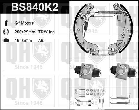 Quinton Hazell BS840K2 - Комплект тормозных колодок, барабанные autosila-amz.com