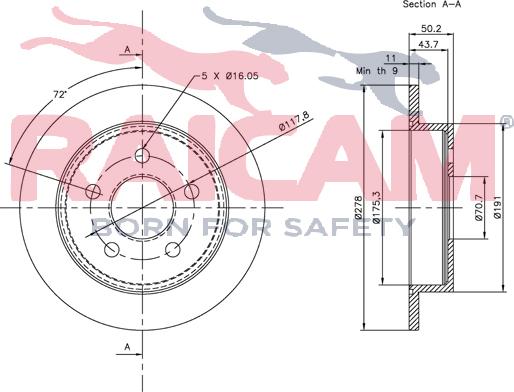 Raicam RD00598 - Тормозной диск autosila-amz.com