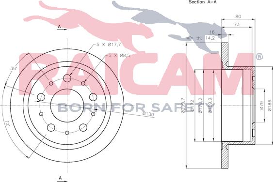 Raicam RD00128 - Тормозной диск autosila-amz.com