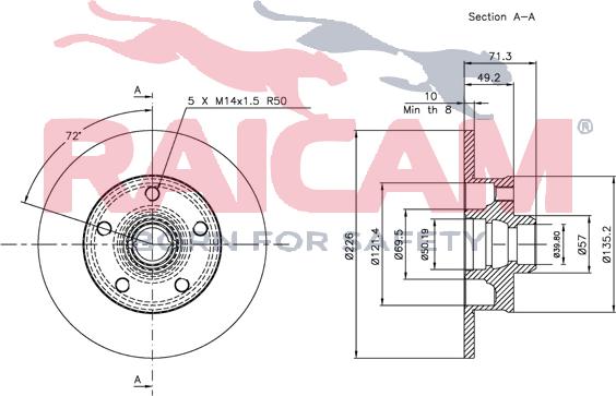 Raicam RD00863 - Тормозной диск autosila-amz.com