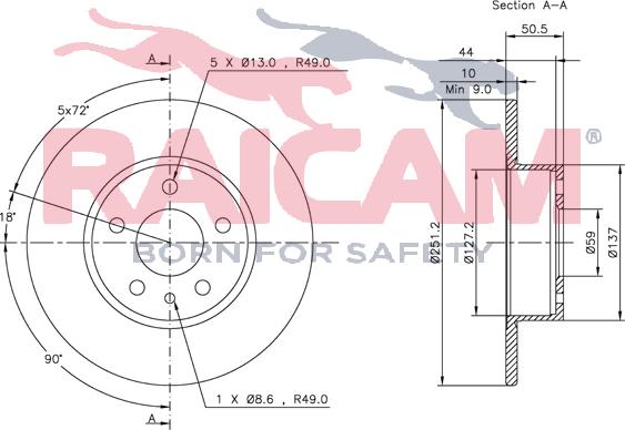 Raicam RD01051 - Тормозной диск autosila-amz.com