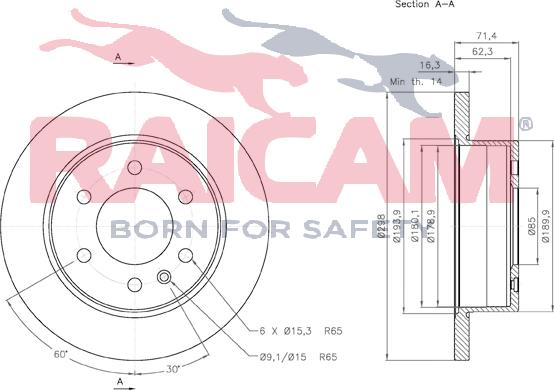 Raicam RD01125 - Тормозной диск autosila-amz.com