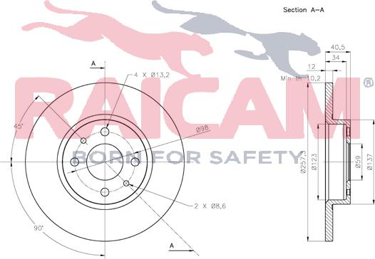 Raicam RD01254 - Тормозной диск autosila-amz.com