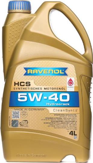 Ravenol 4014835723993 - Масло моторное Ravenol HCS 5W-40 синтетическое 4 л 4014835723993 autosila-amz.com