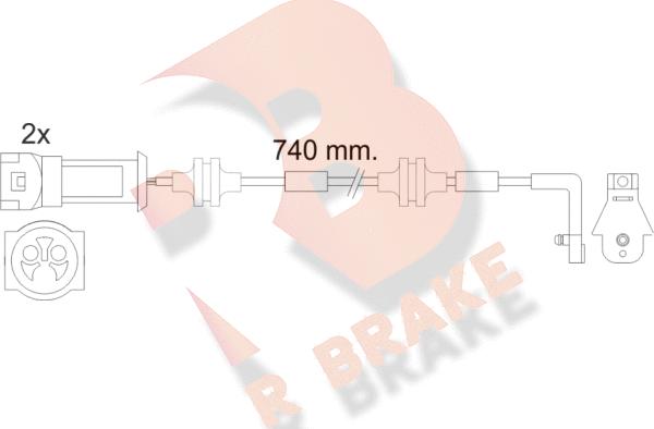 R Brake 610446RB - Сигнализатор, износ тормозных колодок autosila-amz.com