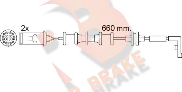 R Brake 610447RB - Сигнализатор, износ тормозных колодок autosila-amz.com