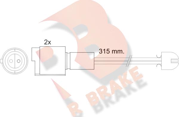 R Brake 610455RB - Сигнализатор, износ тормозных колодок autosila-amz.com
