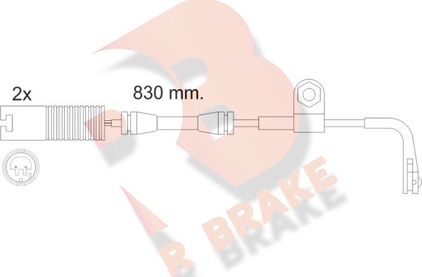 R Brake 610458RB - Сигнализатор, износ тормозных колодок autosila-amz.com