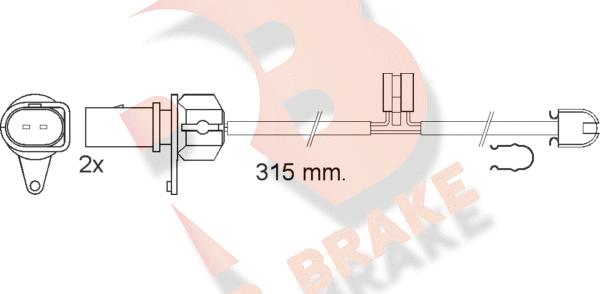 R Brake 610569RB - Сигнализатор, износ тормозных колодок autosila-amz.com