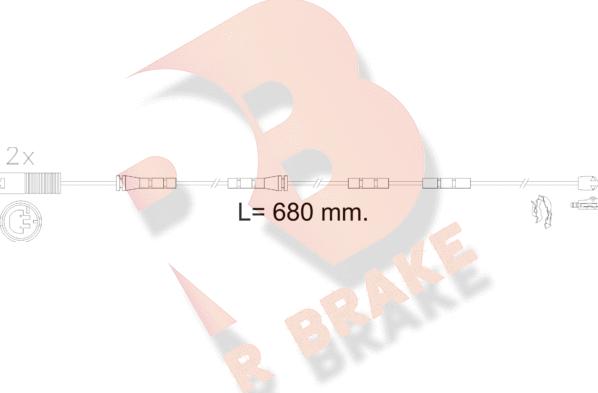 R Brake 610606RB - Сигнализатор, износ тормозных колодок autosila-amz.com