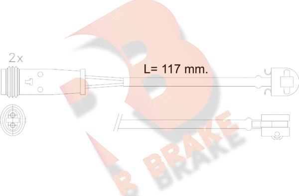 R Brake 610612RB - Сигнализатор, износ тормозных колодок autosila-amz.com